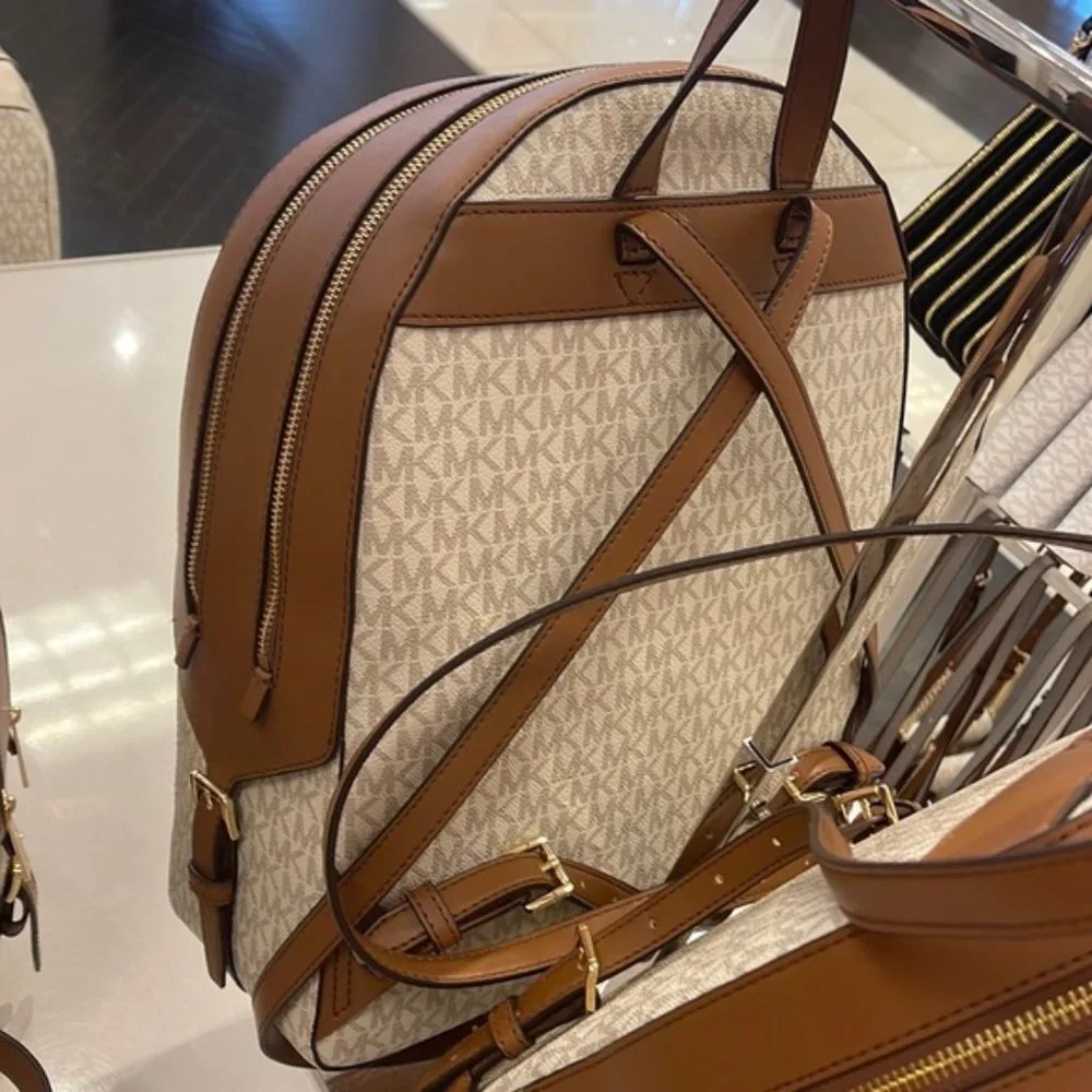Michael Kors Jaycee Large Zip Pocket Backpack Vanilla